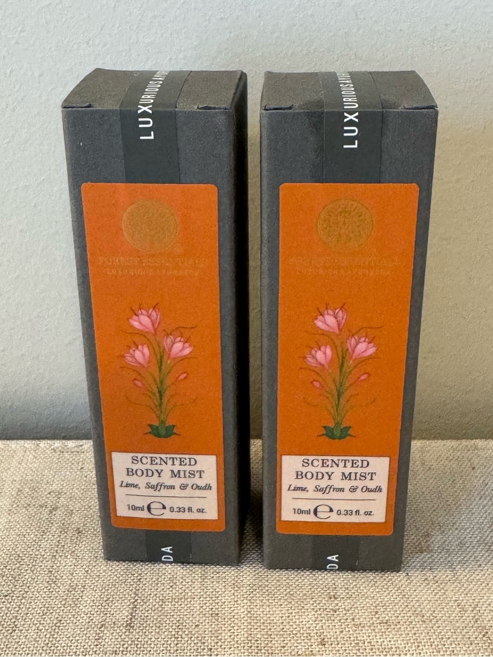 NIB Forest Essentials Lime, Saffron and Oudh Body Mist - Set of 2
